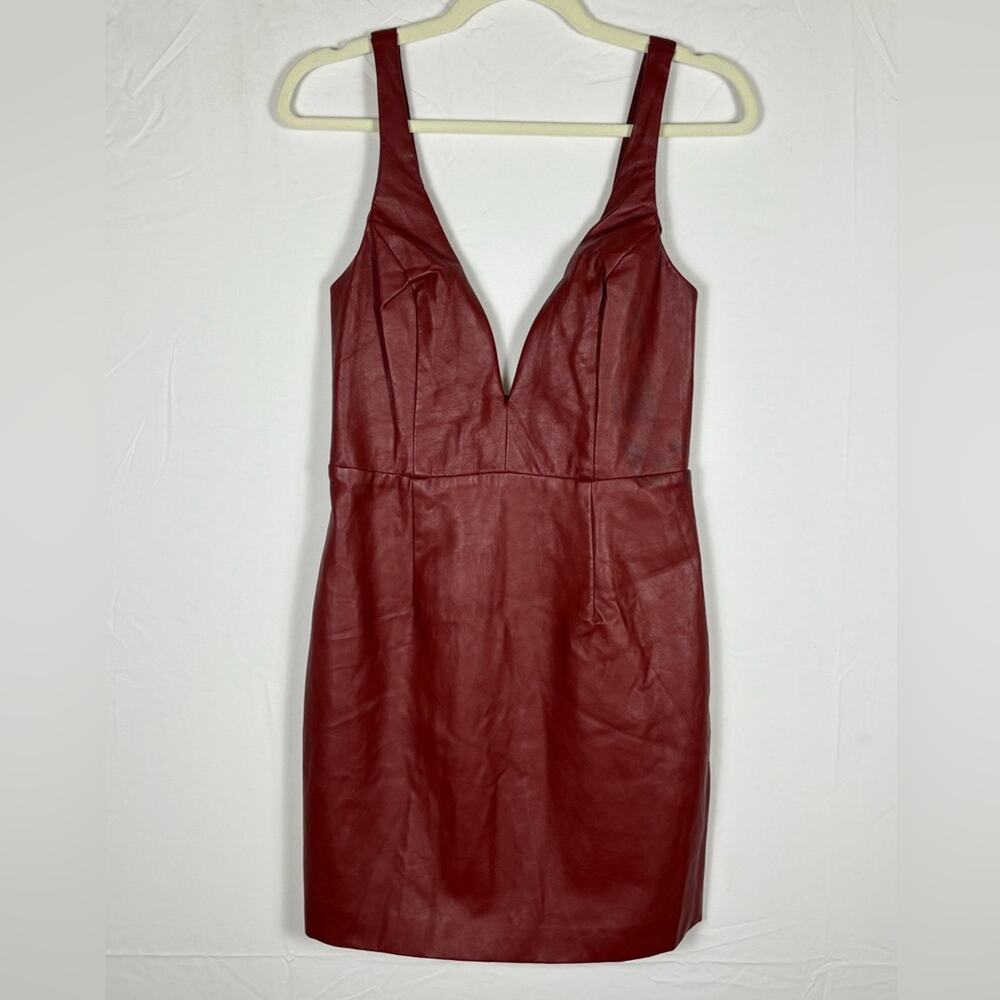 Lulus Perfect Pick Brick Red Vegan Leather Bodycon Mini Dress- M - Picture 5 of 12